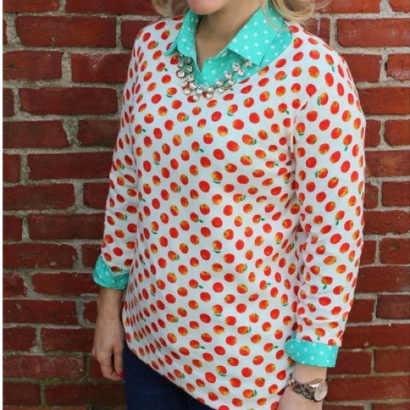 J. Crew Factory orange print sweater top - Picture 2 of 5